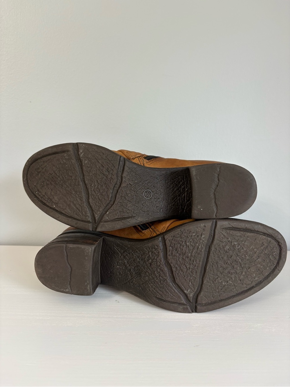 Miz Mooz Stoney Brown Leather Ankle Boots 38 Boho Vintage-Inspired Block Heel - Picture 9 of 11